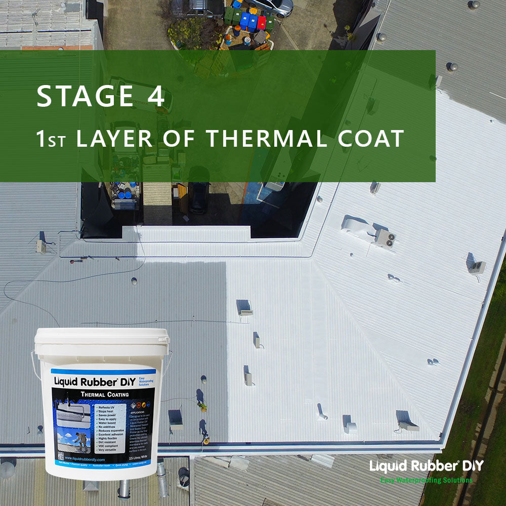 metal roof waterproofing with liquid rubber and thermal coating stage 4