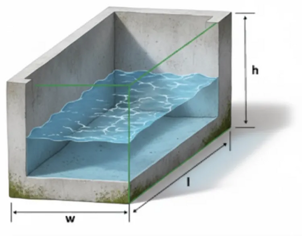 Rectangular water tank illustration